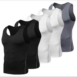 5 Pack Mens Compression Tank Top Shirt, Cool Dry Slim Body Shaper Tummy Vest
